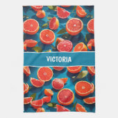 グレープフルーツのジューシーなレインボーカスタムのパターン キッチンタオル (縦)