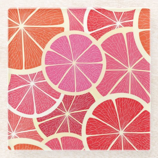 グレープフルーツのヴィンテージの背景 ガラスコースター (正面)