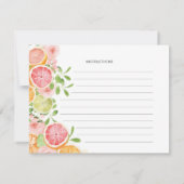 グレープフルーツの柑橘フルーツ ブライダルシャワーレシピ カード (裏面)