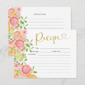 グレープフルーツの柑橘フルーツ ブライダルシャワーレシピ カード (正面/裏面)