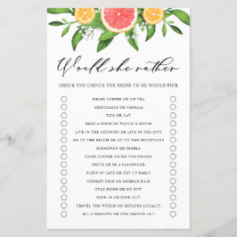 グレープフルーツは彼女はむしろブライダルシャワーゲーム