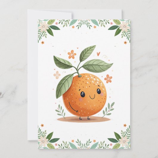 グレープフルーツオレンジ柑橘類リトルかわいこちゃん赤ちゃんシャワー 招待状 (裏面)