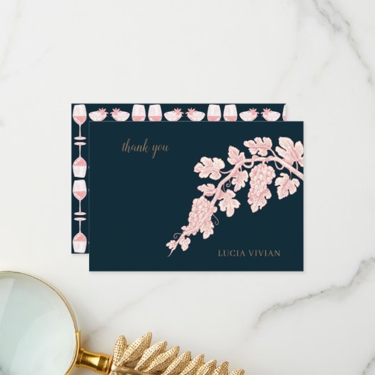 グレープフルーツプラントシャンパンレトロ サンキューカード (正面/裏面インサイチュ)