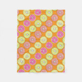 グレープフルーツライムオレンジシトラスフルーツスライス フリースブランケット (正面)