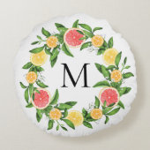 グレープフルーツレモンとオレンジリースモノグラム ラウンドクッション (裏面)