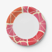 グレープフルーツヴィンテージ背景 ペーパープレート (正面)