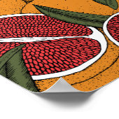 グレープフルーツ付き手書きプリント ポスター (角)