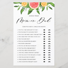 グレープフルーツ推測誰がママまたはパパ赤ちゃんシャワーゲーム