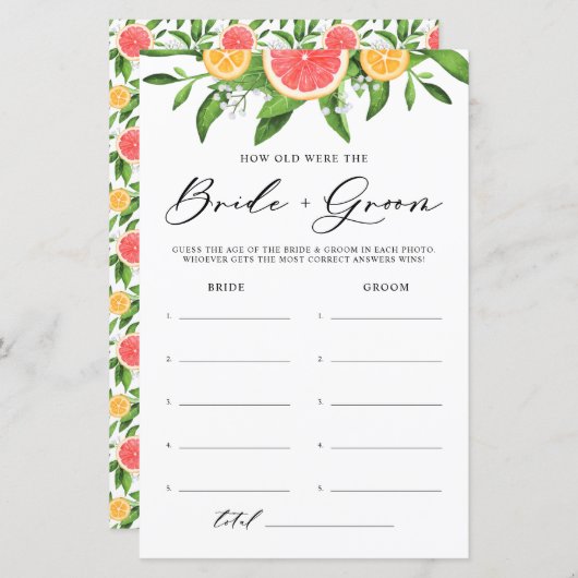 グレープフルーツ新郎新婦のゲームは何歳だった (正面/裏面)