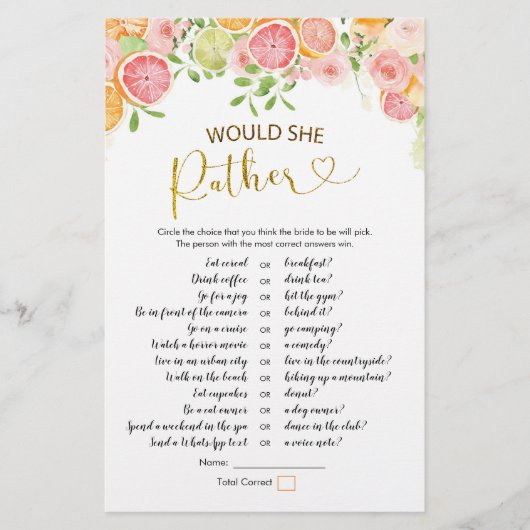 グレープフルーツ柑橘系ブライダルシャワーは彼女が好き (正面)