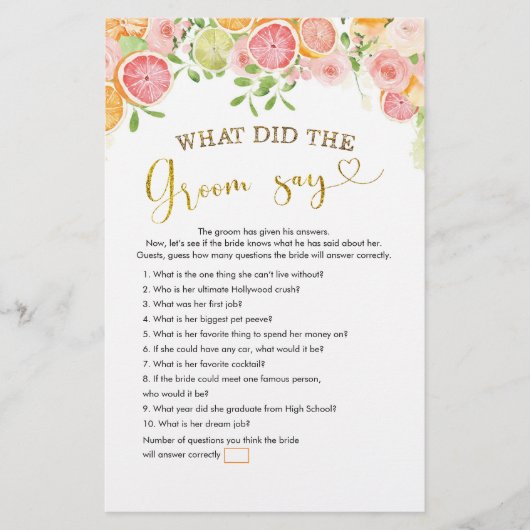 グレープフルーツ柑橘系ブライダルシャワー何グルームセー (正面)