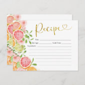 グレープフルーツ柑橘類フルーツブライダルシャワーレシピカード 招待状 (正面/裏面)