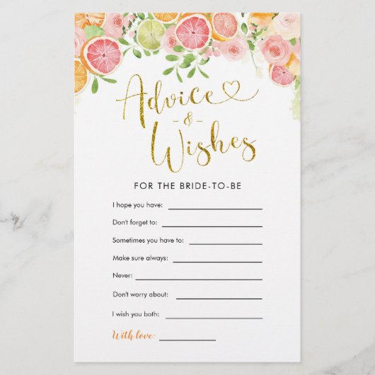 グレープフルーツ柑橘類ブライダルシャワーアドバイスアンドウィーズ (正面)