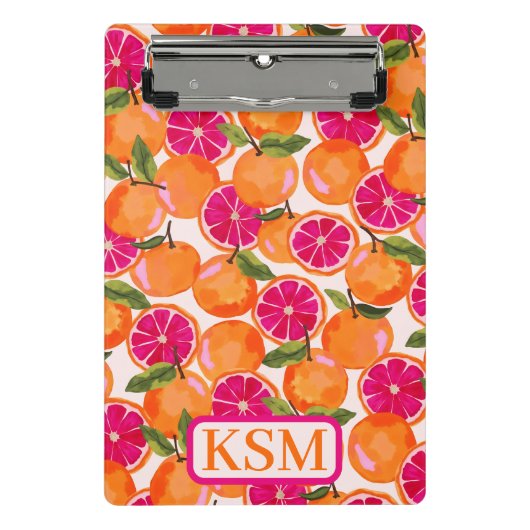 グレープフルーツ水彩モノグラム ミニクリップボード (正面)