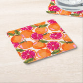 グレープフルーツ水彩 スクエアペーパーコースター (アングル)