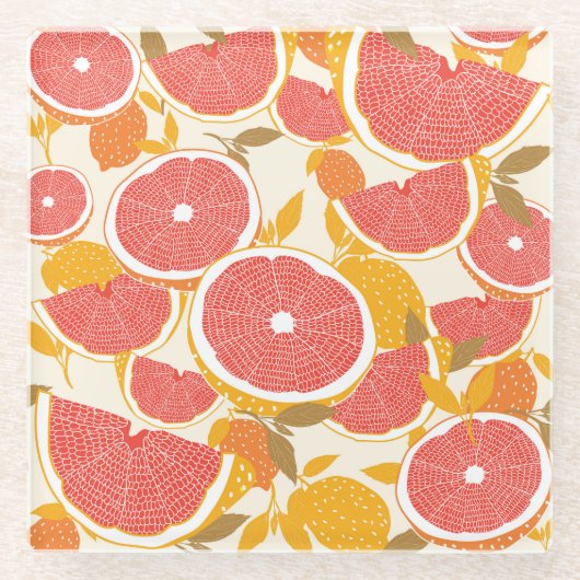 グレープフルーツ葉スライス ガラスコースター (正面)
