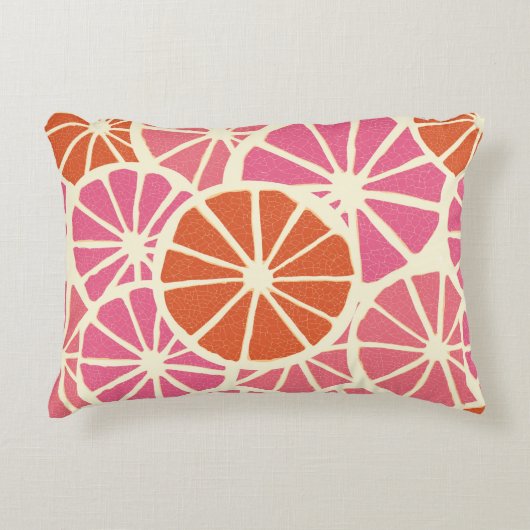 グレープフルーツ薄切りの継ぎ目のない模様、生鮮の柑橘類のバ アクセントクッション (正面)