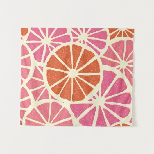 グレープフルーツ薄切りの継ぎ目のない模様、生鮮の柑橘類のバ タペストリー (正面(横))