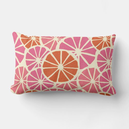 グレープフルーツ薄切りの継ぎ目のない模様、生鮮の柑橘類のバ ランバークッション (正面)