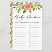 グレープフルーツ赤ん坊の名前アルファベビーシャワーゲーム (正面/裏面)