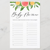 グレープフルーツ赤ん坊の名前アルファベビーシャワーゲーム (正面)