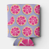 グレープフルーツ鮮やかスライス、紫パターン。 缶クーラー (裏面)