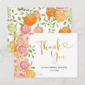 グレープフルーツ シトラス ブライダルシャワー 感謝カード (正面/裏面)