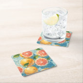 グレープフルーツ・スプラッシュ スクエアペーパーコースター (インサイチュ)