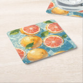 グレープフルーツ・スプラッシュ スクエアペーパーコースター (アングル)