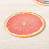 グレープフルーツ・スライス ラウンドペーパーコースター (アングル)