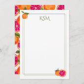 グレープフルーツ・モノグラム文房具 招待状 (正面/裏面)