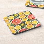 グレープフルーツ、ライム、レモン柑橘類をテーマにした コースター (左側)