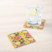 グレープフルーツ、ライム、レモン柑橘類をテーマにした スクエアペーパーコースター (インサイチュ)