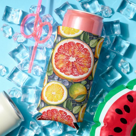グレープフルーツ、ライム、レモン柑橘類をテーマにした スリム缶クーラー (インサイチュ 夏)