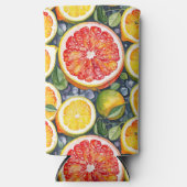 グレープフルーツ、ライム、レモン柑橘類をテーマにした スリム缶クーラー (正面)