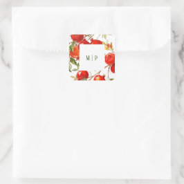 グレープフルーツ 水彩のテーマ 明るい色 スクエアシール