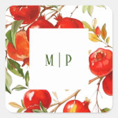 グレープフルーツ 水彩のテーマ 明るい色 スクエアシール (正面)