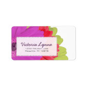 グレープライム&ホットコーラルガーベラ差出人住所ラベル ラベル (正面)