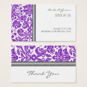 グレープラムダマスクウェディングメッセージカード (正面&裏面)