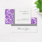 グレープラムダマスクウェディングメッセージカード (デスク)