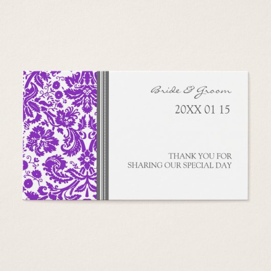 グレープラムダマスクウェディングメッセージカード (正面)