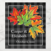 グレープレイドと秋メープル葉装飾用クッション ワインラベル (シングルラベル)