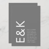 グレープレミアムモダン究極モノグラム結婚おもしろい 招待状 (正面/裏面)