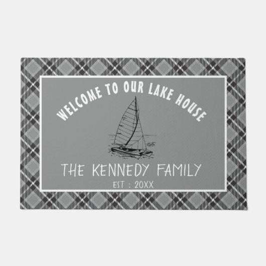 グレープレ素朴イドファミリーレイクハウスウェルカム ドアマット (正面)