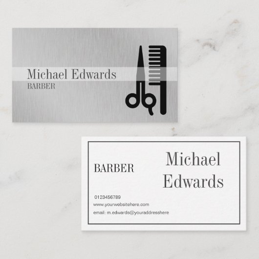 グレープロフェッショナル理容師鋼モダン材 名刺 (正面/裏面)