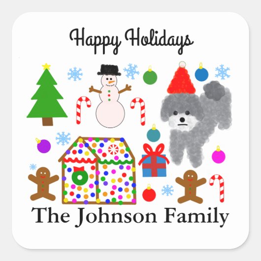 グレープードルクリスマス#3シール スクエアシール (正面)
