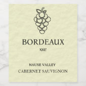 グレープ図解入りの、写真付きのクリーム背景ワインラベルセット ワインラベル (シングルラベル)