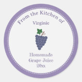 グレープ素朴ジュースのラベルのシール ラウンドシール (正面)