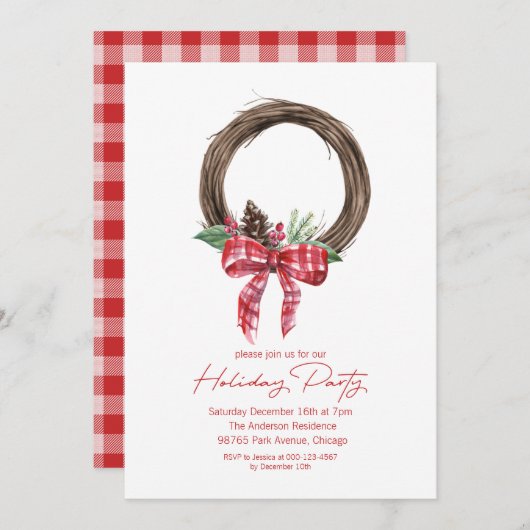 グレープ素朴ヴィンリースホリデーパーティー 招待状 (正面/裏面)