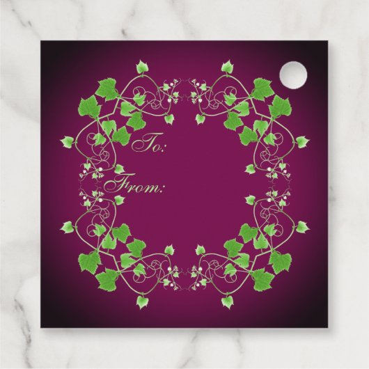 グレープ葉ワイン&シャンパンギフトメッセージカード フェイバータグ (裏面)